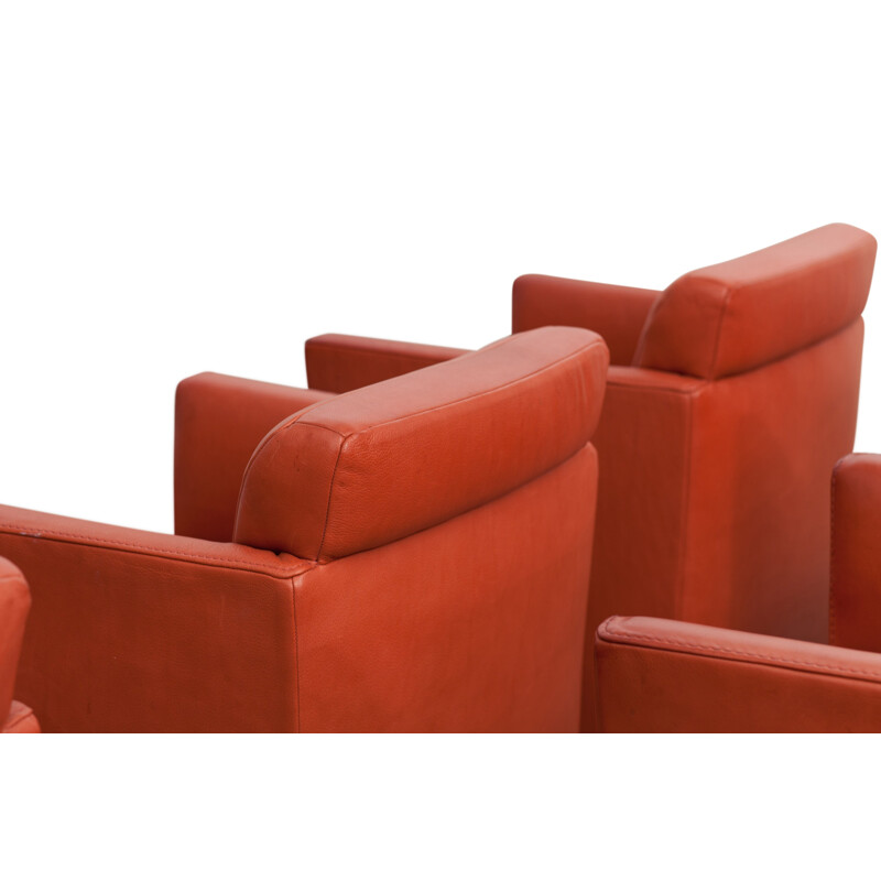 Lot of 6 Red Leather Armchairs by Durlet - 1980s