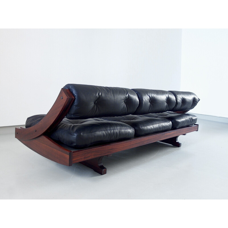 Black Leather Daybed Sofa Model GS-195 by Gianni SONGIA for Sormani - 1960s