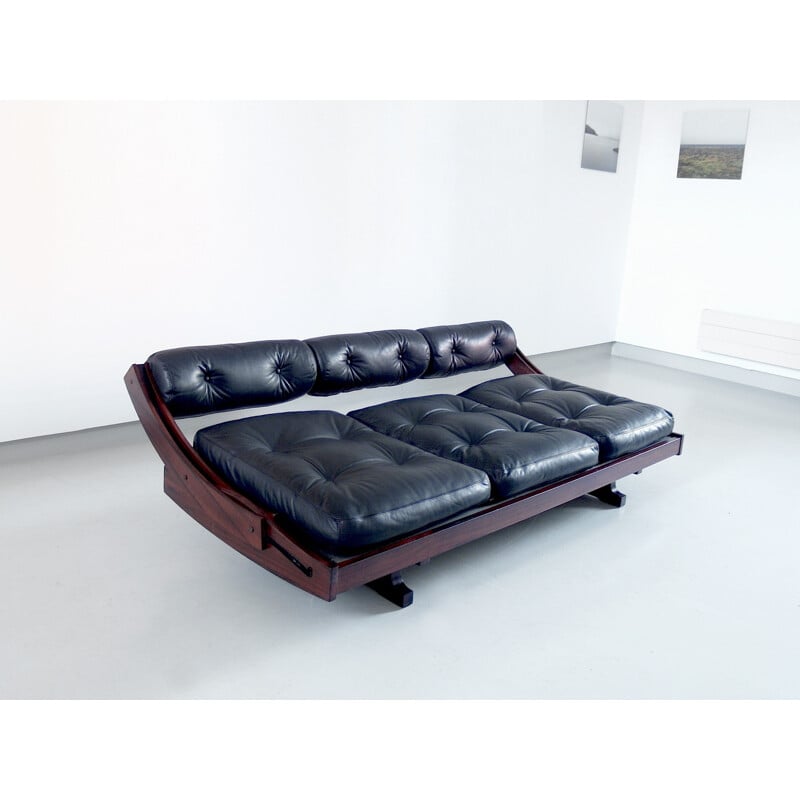Canapé-lit en cuir noir modèle GS-195 par Gianni SONGIA pour Sormani - 1960