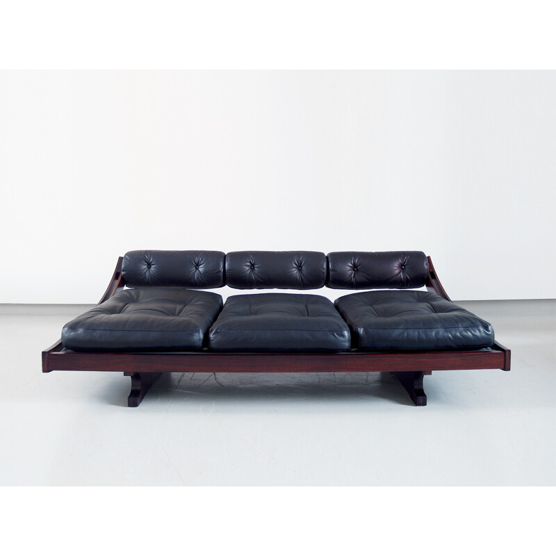 Black Leather Daybed Sofa Model GS-195 by Gianni SONGIA for Sormani - 1960s