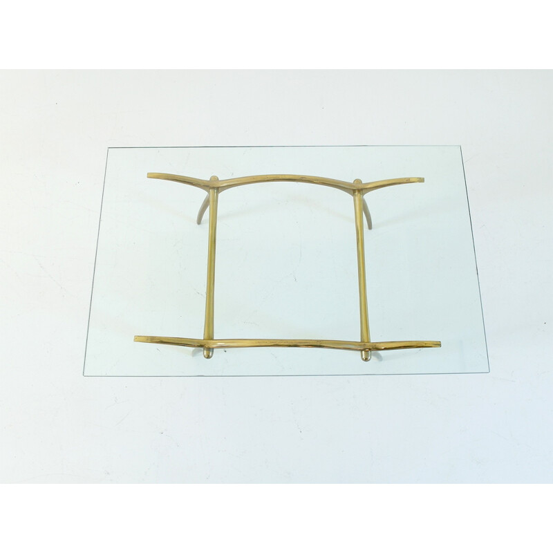 Coffee Table in Glass an Polished Brass by KOULOUFI - 1950s