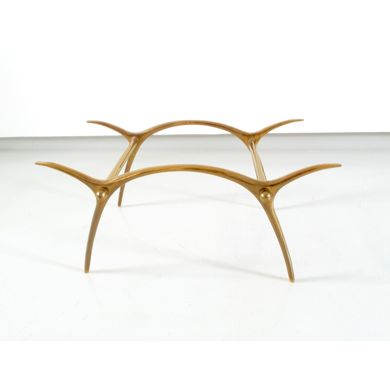 Coffee Table in Glass an Polished Brass by KOULOUFI - 1950s