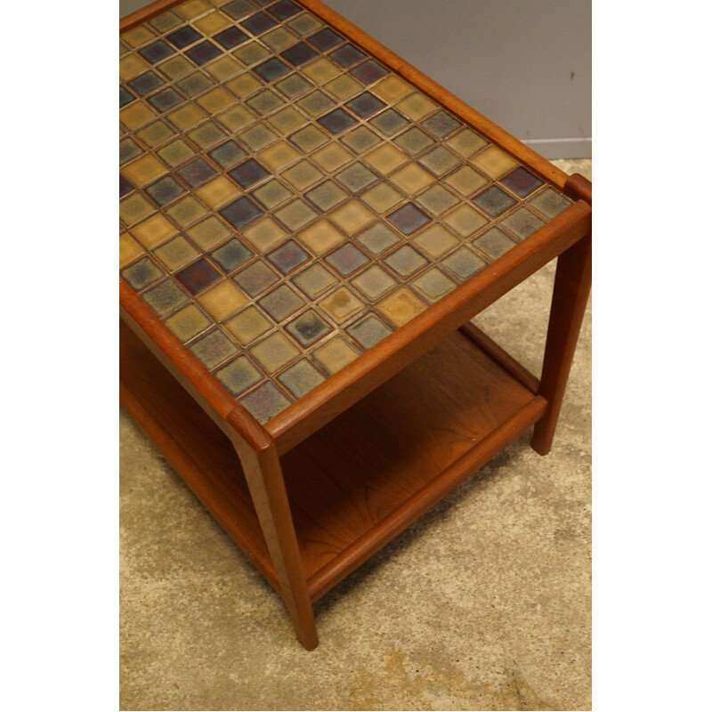 Vintage teak and ceramic side table - 1960s