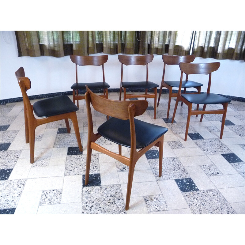 Set of 6 Danish Teak Dining Chairs by Schionning Elgaard for Randers - 1960s