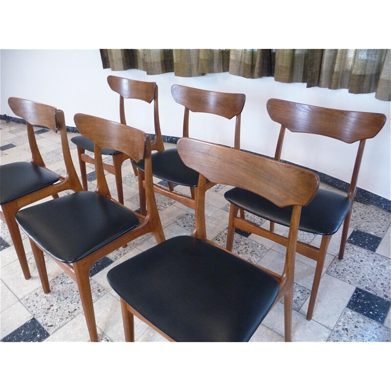 Set of 6 Danish Teak Dining Chairs by Schionning Elgaard for Randers - 1960s