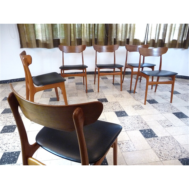 Set of 6 Danish Teak Dining Chairs by Schionning Elgaard for Randers - 1960s