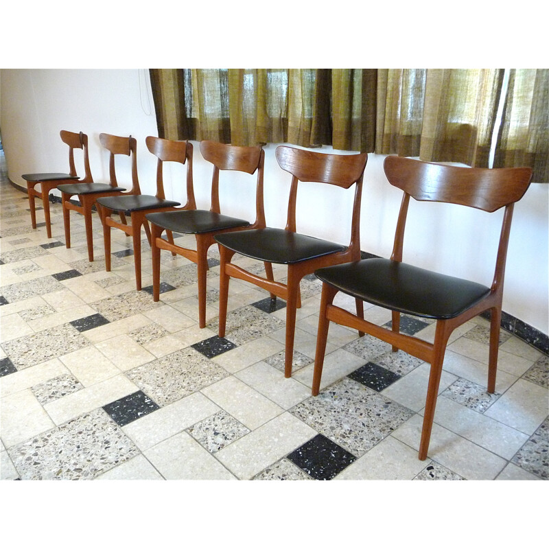 Set of 6 Danish Teak Dining Chairs by Schionning Elgaard for Randers - 1960s