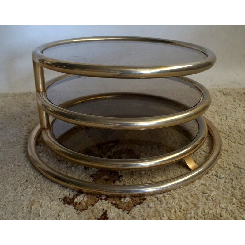 Vintage French Round table with rotating plates - 1970s