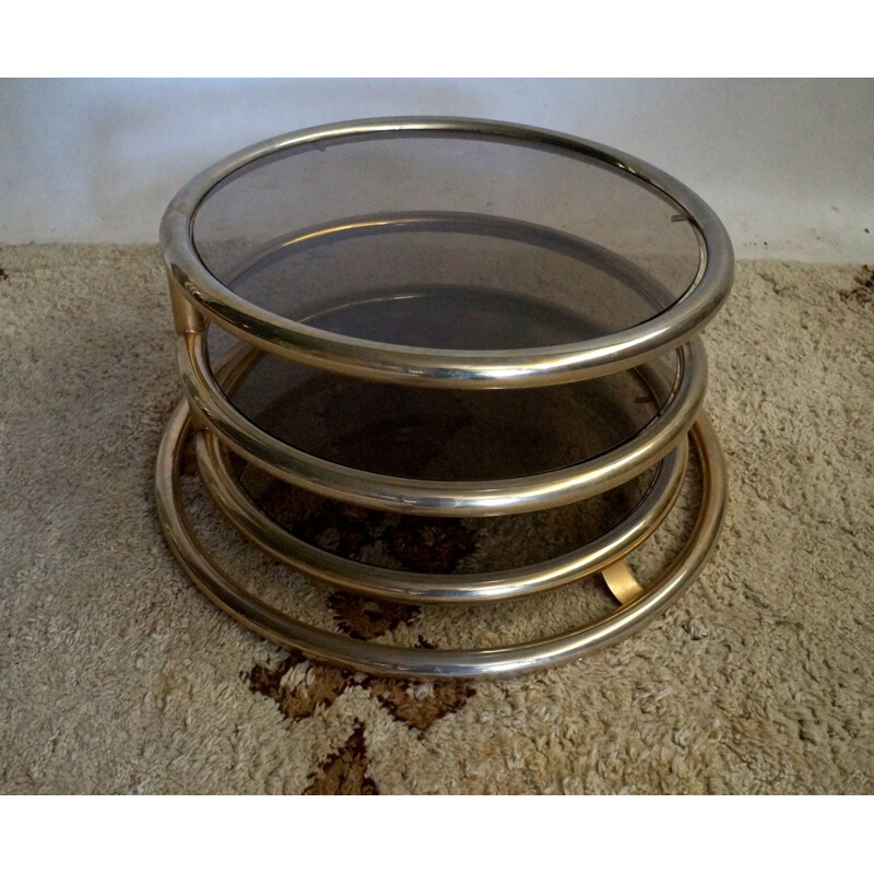 Vintage French Round table with rotating plates - 1970s