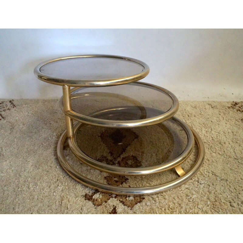 Vintage French Round table with rotating plates - 1970s