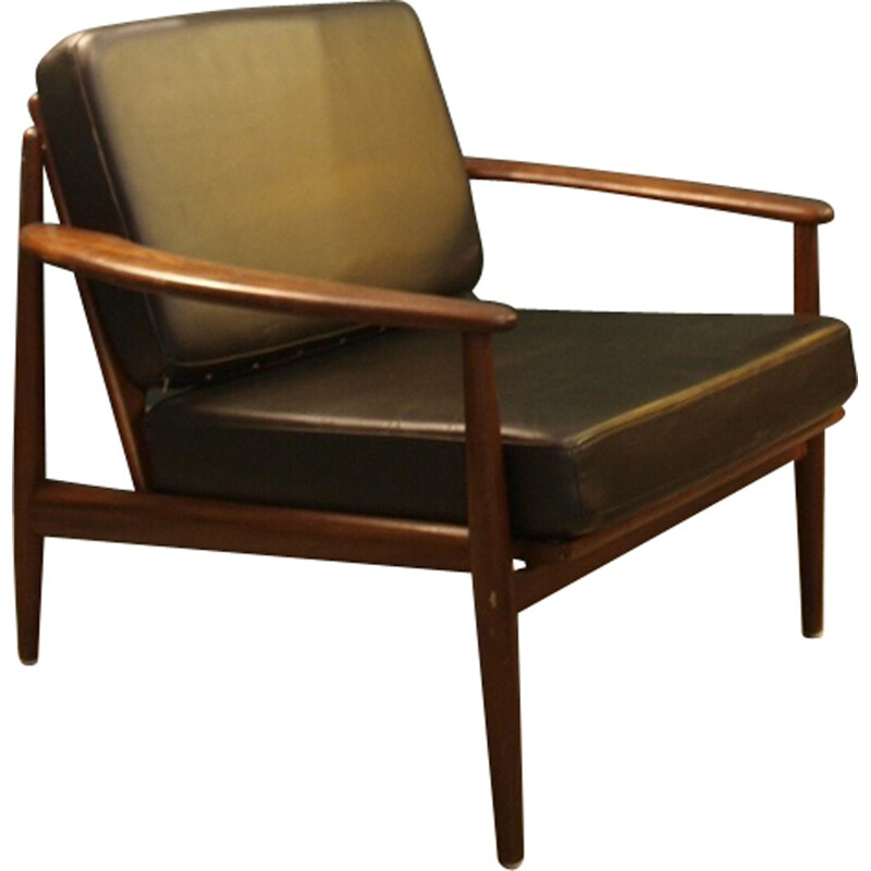 Scandinavian leather armchair -  1960s