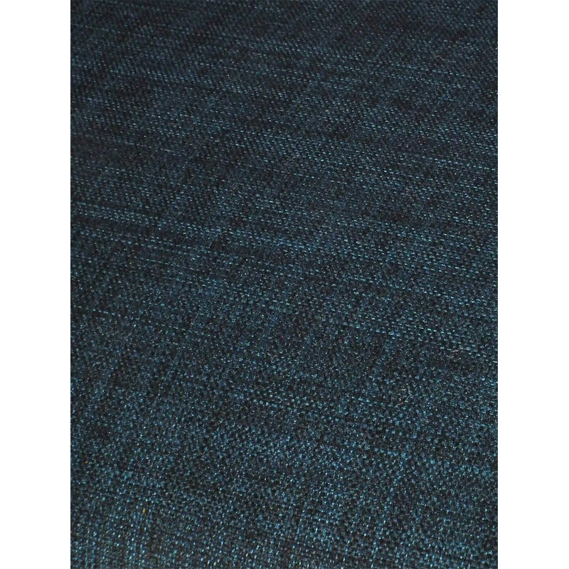 Fauteuil vintage en teck et tissu bleu - 1950