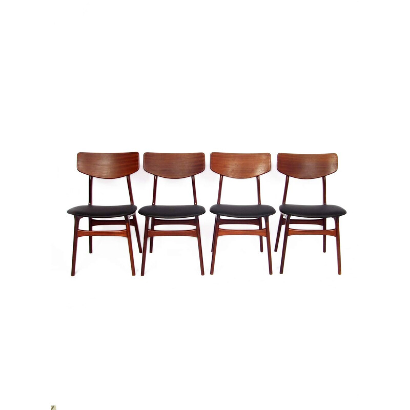 Set of 4 vintage dining chairs in teak - 1950s