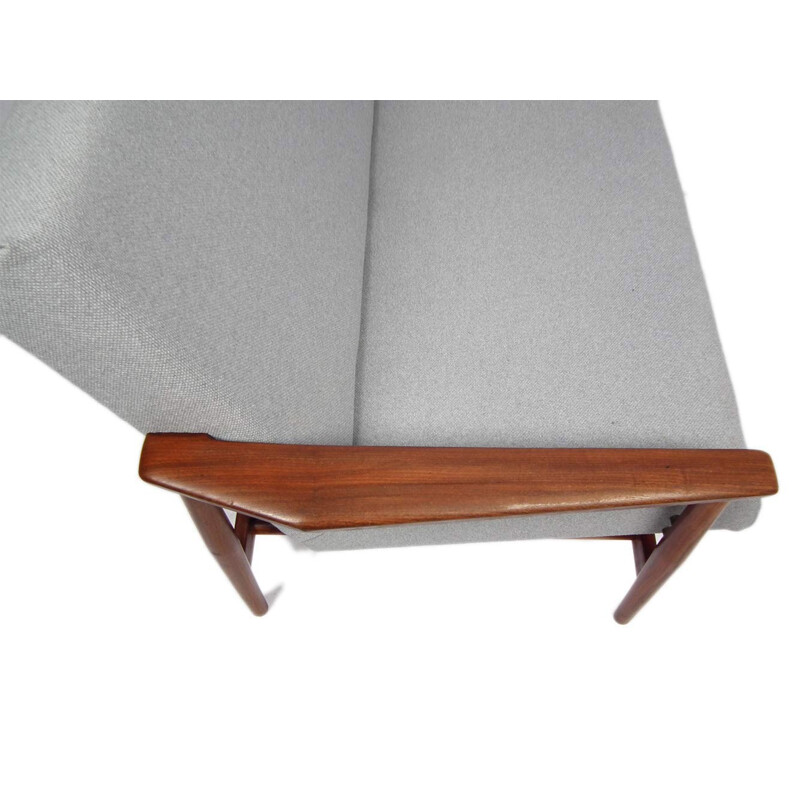 Vintage dutch grey teak wood sofa - 1960s