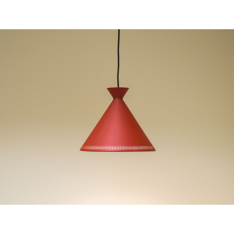 Vintage Danish red pendant light - 1950s