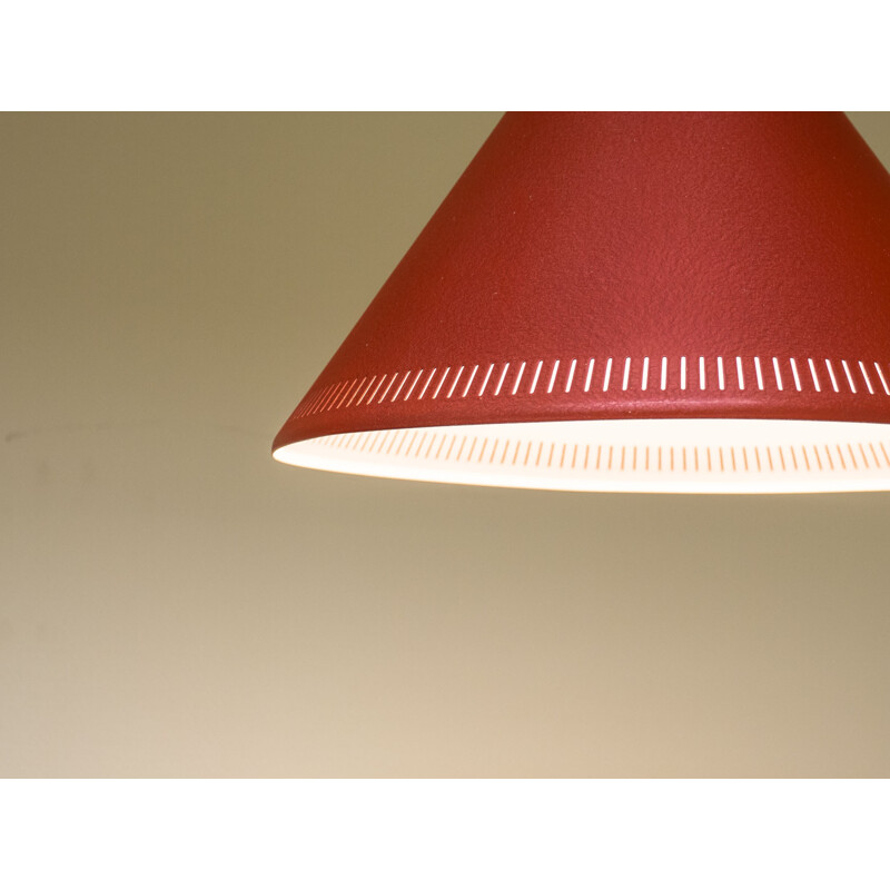 Vintage Danish red pendant light - 1950s