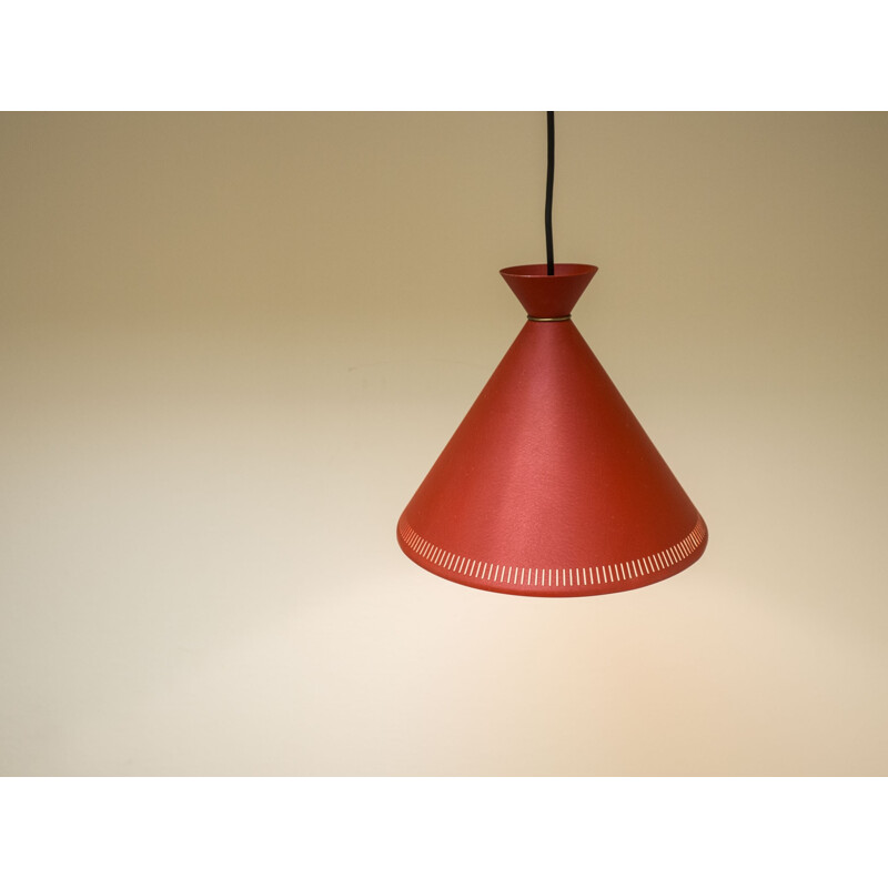 Vintage Danish red pendant light - 1950s