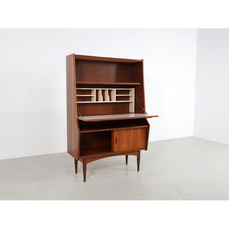 Vintage Dutch Teak Secretaire Cabinet - 1960s