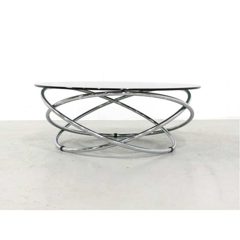 Italian Chrome and Smoked Glass Coffee Table - 1960s