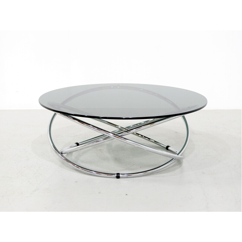 Italian Chrome and Smoked Glass Coffee Table - 1960s