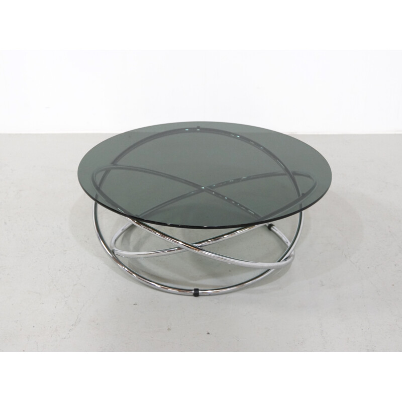 Italian Chrome and Smoked Glass Coffee Table - 1960s