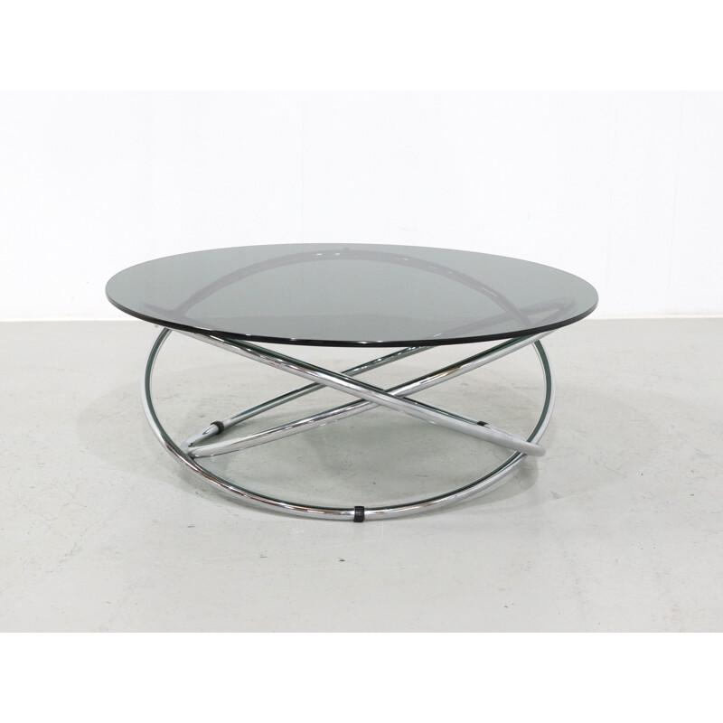 Italian Chrome and Smoked Glass Coffee Table - 1960s