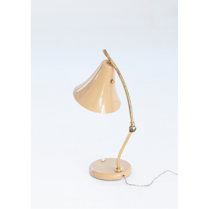 Brass and beige lacquered desk lamp - 1950s