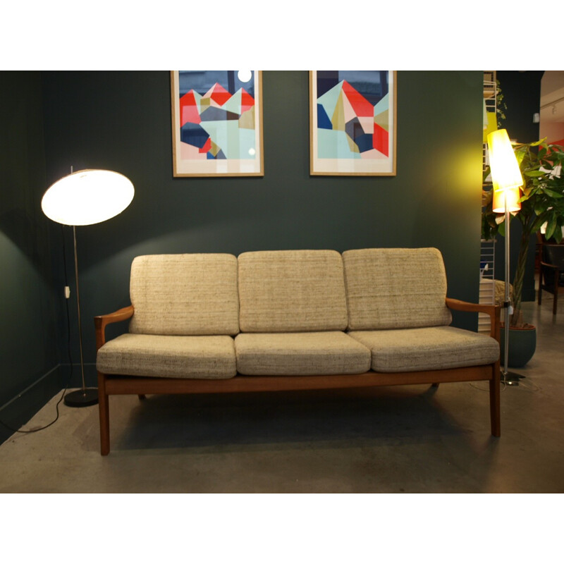 Vintage Scandinavian sofa in teak and wool - 1960s