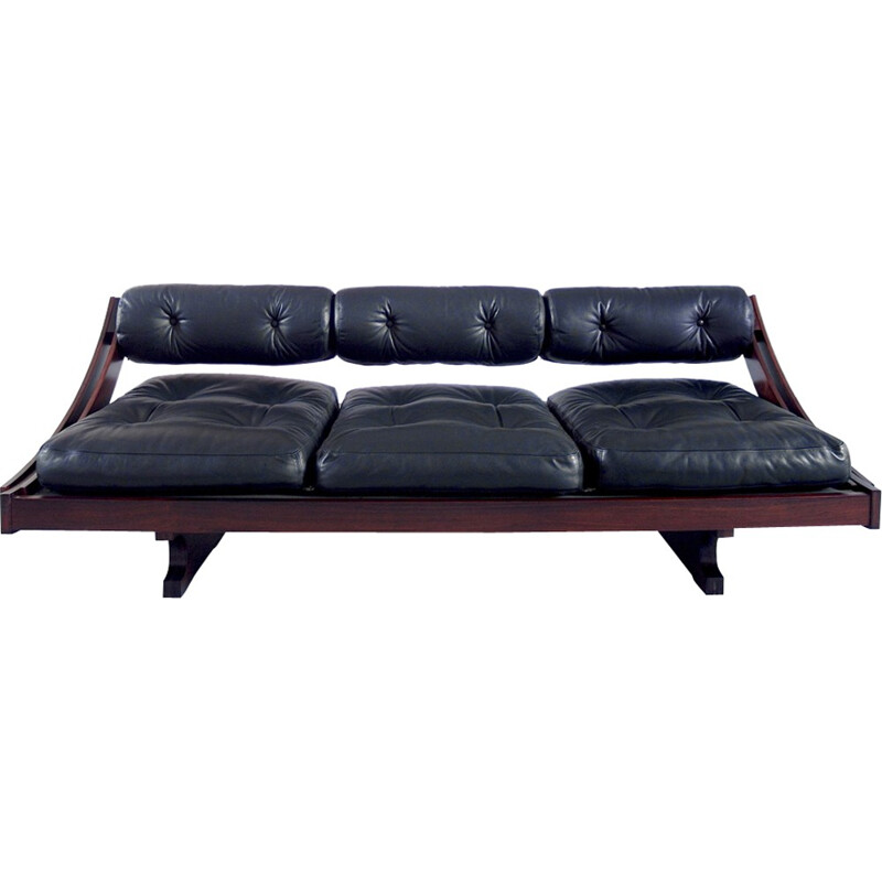 Black Leather Daybed Sofa Model GS-195 by Gianni SONGIA for Sormani - 1960s