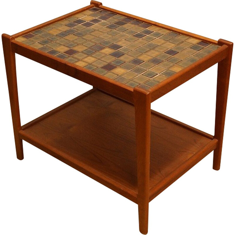 Vintage teak and ceramic side table - 1960s