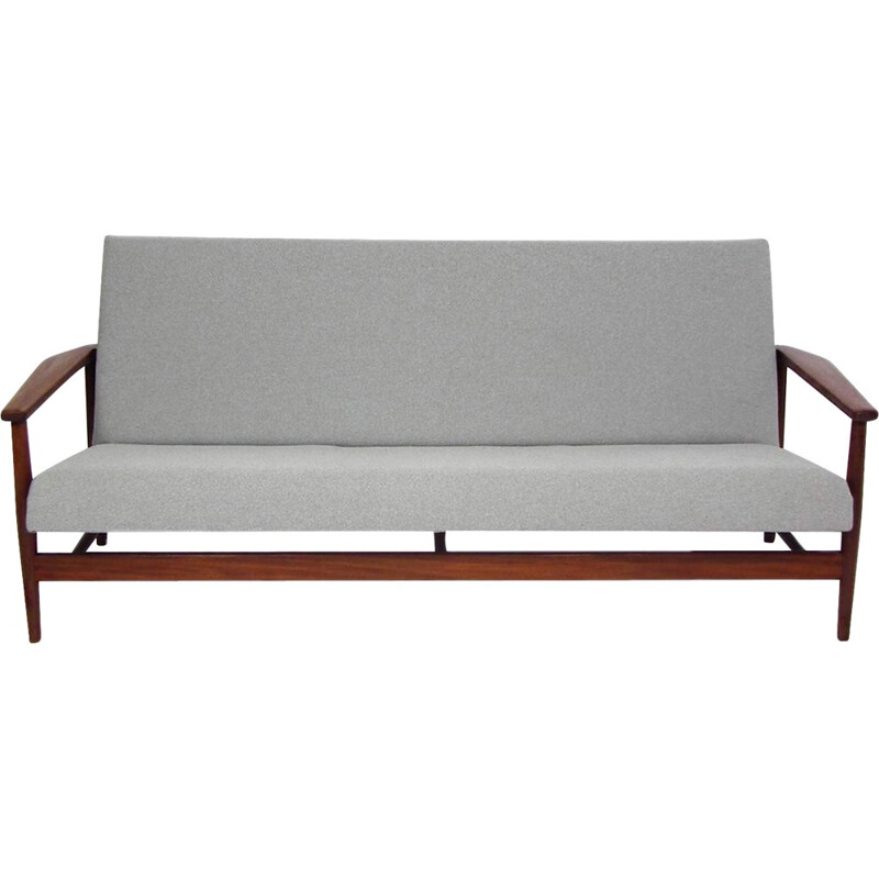 Vintage dutch grey teak wood sofa - 1960s