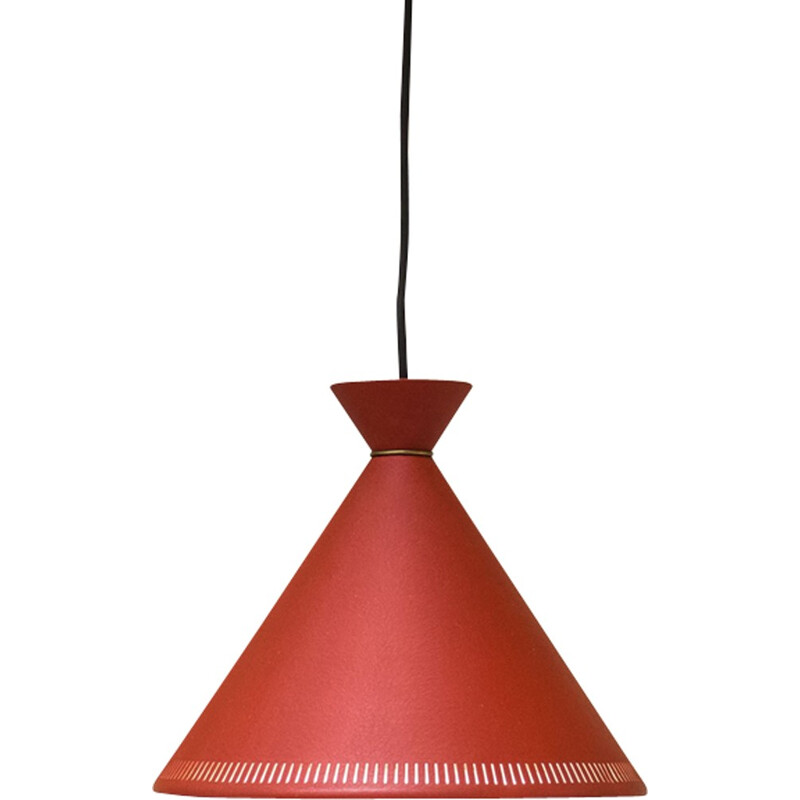 Vintage Danish red pendant light - 1950s