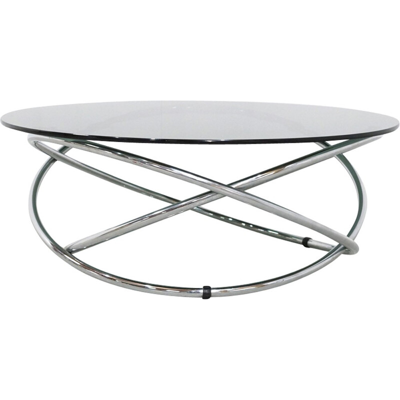 Italian Chrome and Smoked Glass Coffee Table - 1960s