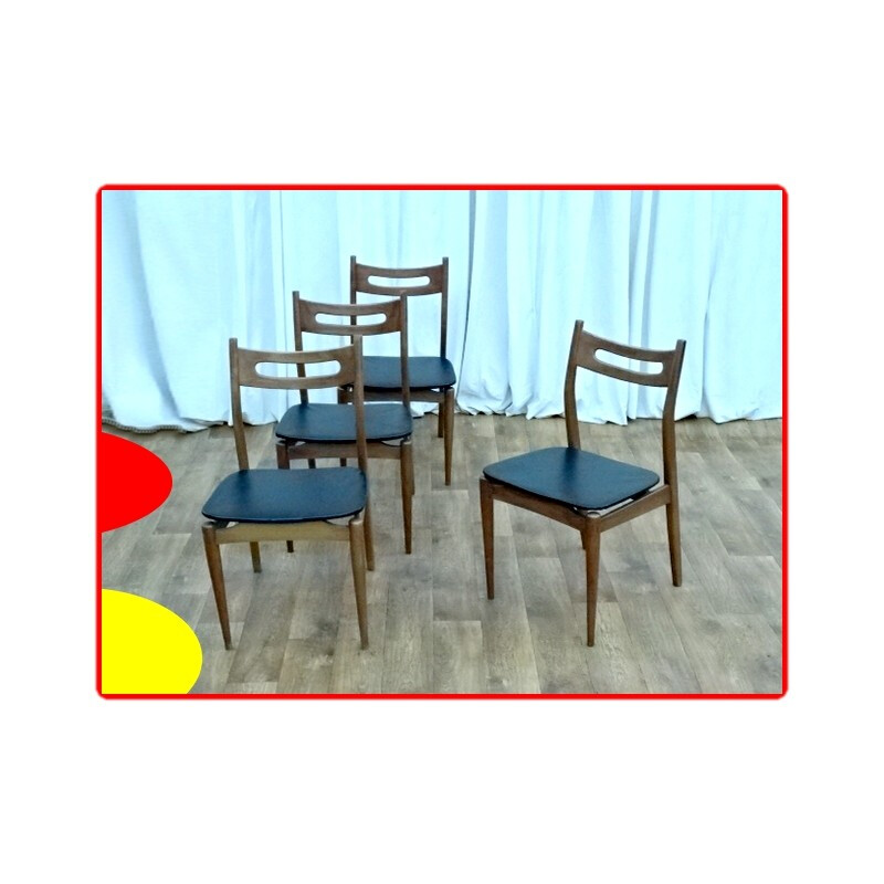 Set of 4 Scandinavian teak chairs - 1960s