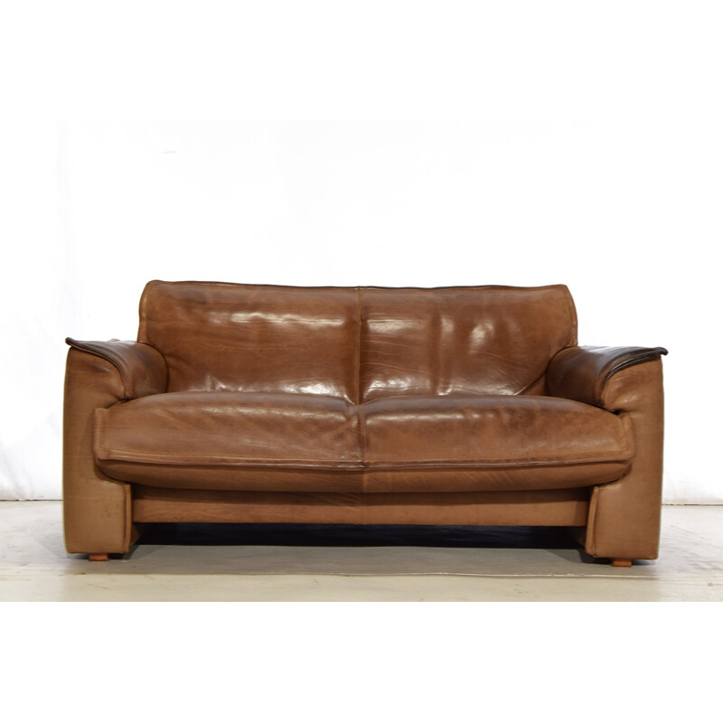 Cognac Neck Leather 2 Seater Sofa for Leolux - 1970s