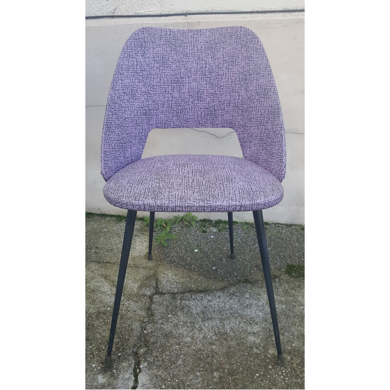 Black and purple skai barrel chair - 1950s
