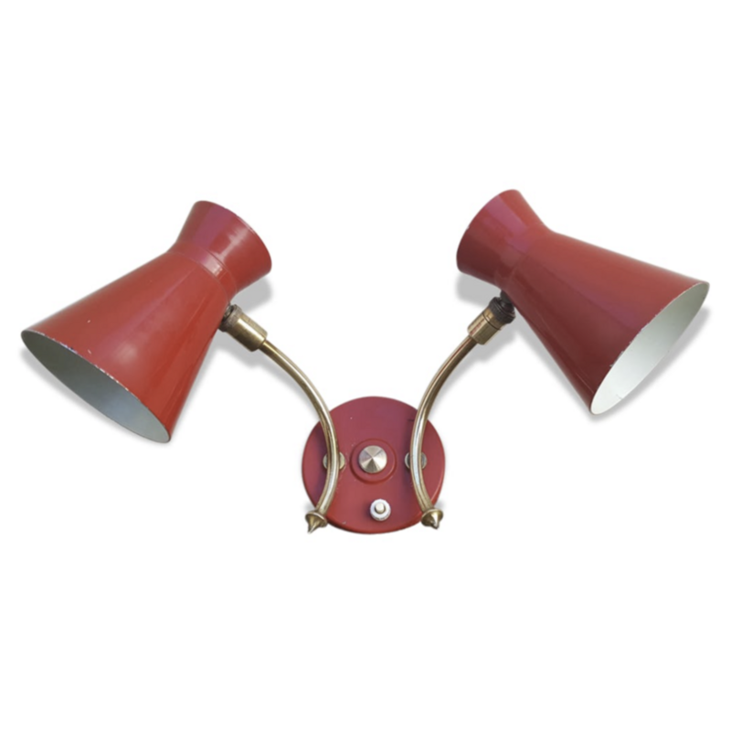 Double wall lamp diabolo modernist, vintage by René Mathieu - 1950s