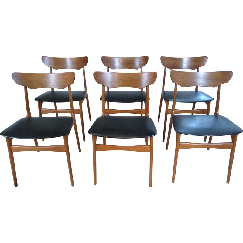 Set of 6 Danish Teak Dining Chairs by Schionning Elgaard for Randers - 1960s