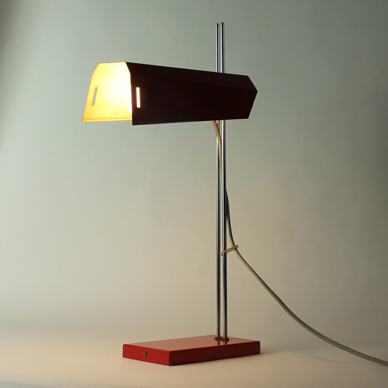 Lampe de table rouge de Josef Hurka pour Lidokov - 1960