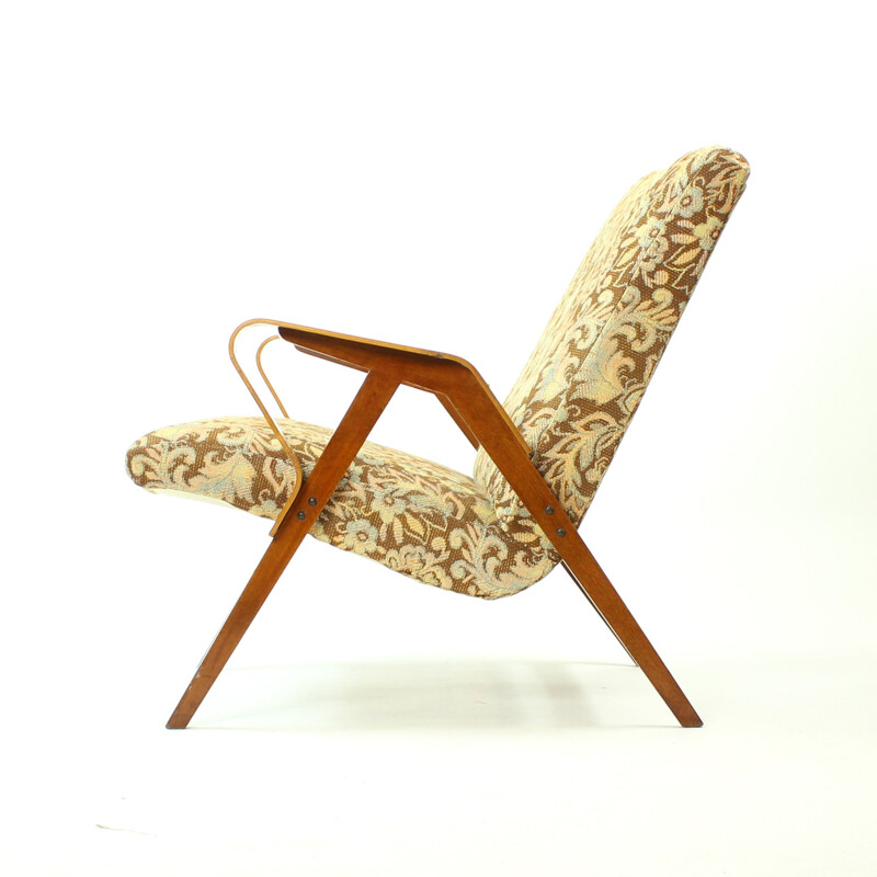 Armchair with Ottoman in Dark Beech from Tatra - 1960s