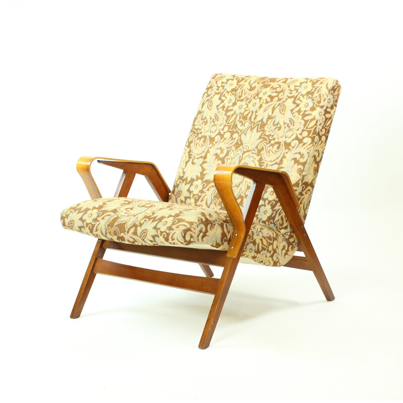 Armchair with Ottoman in Dark Beech from Tatra - 1960s