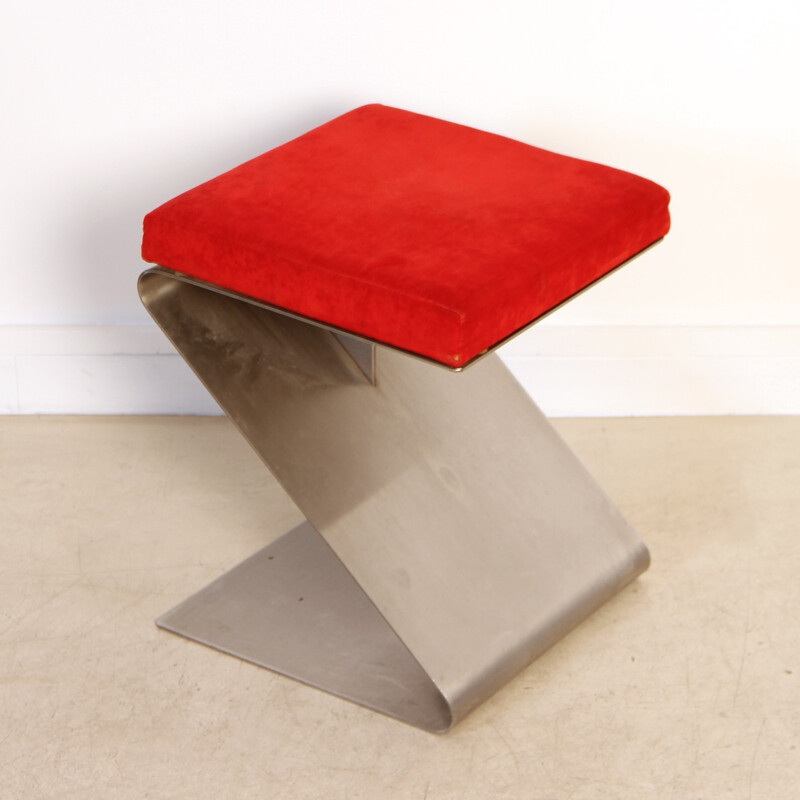 French Vintage Stainless Steel Stool - 1970s