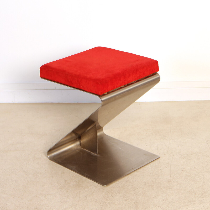 French Vintage Stainless Steel Stool - 1970s