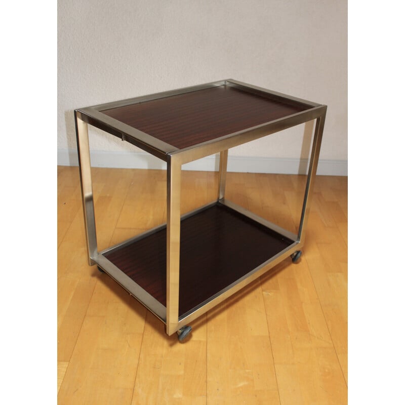 Vintage brushed and polished steel trolley by Georges Frydman for Efa, 1960