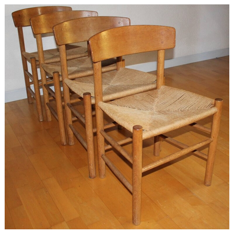 Lot de 4 chaises en chêne de Børge Mogensen - 1960