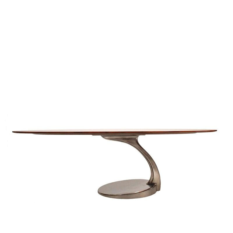 Rosewood and aluminum table by Michele Charron - 1960s