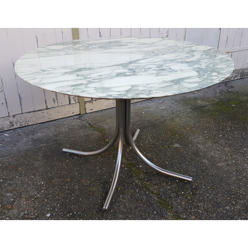 Arabescato vintage round table by Roche Bobois - 1970s