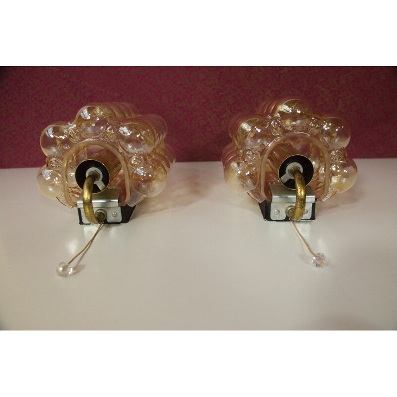 Set of 2 Amber wall sconces by Helena Tynell for Limburg - 1960s