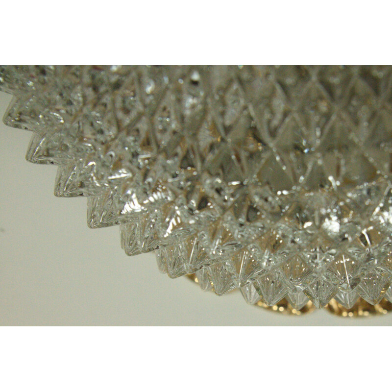 Golden Plafonnier lamp with crystal glass from Limburg - 1960s