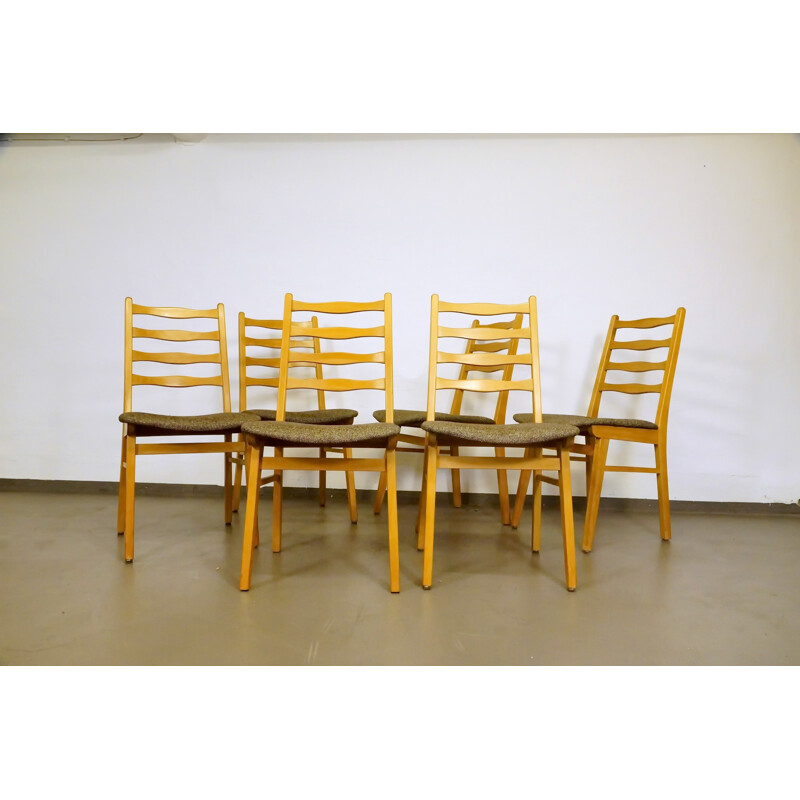 Set of 6 beechwood dining chairs - 1950s